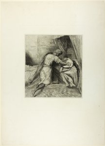 Han kvæler hende, tallerken tretten fra Othello af Théodore Chassériau