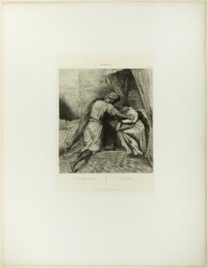 Han kvæler hende, tallerken tretten fra Othello af Théodore Chassériau