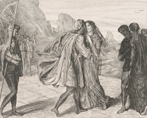 O my fair warrior!: Plade 5 fra Othello Act 2, Scene 1, ætset 1844, genoptrykt 1900. af Théodore Chassériau