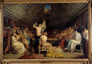 Tepidarium. Kvinder genforenet i den del af de varme bade under det gamle Rom. Maleri af Theodore Chasseriau (1819-1856). Olie på lærred af Théodore Chassériau