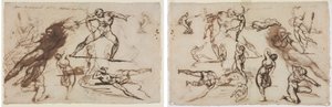Géricault - Ark med skitser (recto) Ark med skitser (verso), 1819 af Theodore Gericault