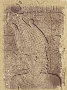 Nærbillede af en skulptur (profil af et hoved), Karnak af Théodule Devéria