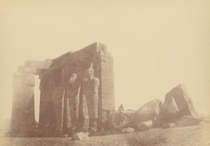 Luk udsigt over kolossen i Ramesseum af Théodule Devéria