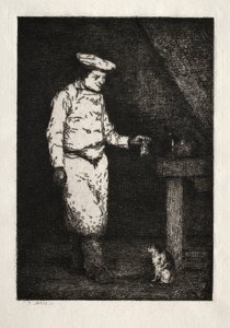 Kattens frokost. af Auguste Theodule Ribot