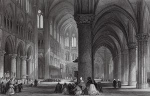 Katedralen Notre Dame, Paris (kobberstik) af Thomas (after) Allom