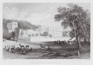 Chatsworth, Derbyshire (gravering) af Thomas (after) Allom