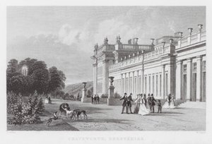 Chatsworth, Derbyshire (gravering) af Thomas (after) Allom