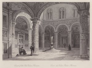 Court of the Old Palace, Firenze (gravering) af Thomas (after) Allom