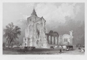 Croyland Abbey, Lincolnshire (gravering) af Thomas (after) Allom