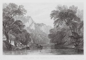 Færge over Derwent, Matlock Bath (gravering) af Thomas (after) Allom