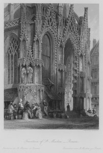 Fountain of St Maclou, Rouen (gravering) af Thomas (after) Allom