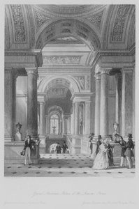 Grand Staircase, Louvre-paladset, Paris (gravering)