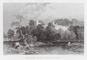 Haddon Hall, Derbyshire (gravering) af Thomas (after) Allom