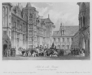 Hotel-de-ville, Bourges, tidligere Jacques Coeurs hus (gravering) af Thomas (after) Allom