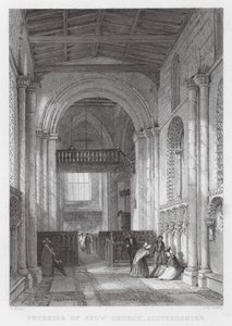 Interiør af Stow Church, Lincolnshire (gravering) af Thomas (after) Allom
