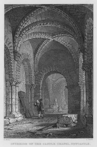 Interiør af Castle Chapel, Newcastle (gravering) af Thomas (after) Allom