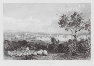 Leicester (gravering) af Thomas (after) Allom