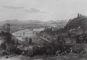 Lyon, fra La Croix Rousse (kobberstik) af Thomas (after) Allom