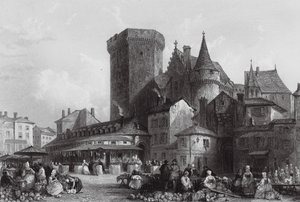 Markedspladsen, Angouleme (kobberstik) af Thomas (after) Allom