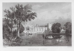 Newstead Abbey (gravering) af Thomas (after) Allom