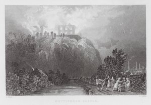 Nottingham Castle (gravering) af Thomas (after) Allom