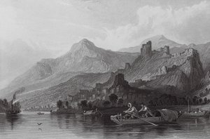 Rochemaure, ved Rhone (kobberstik) af Thomas (after) Allom
