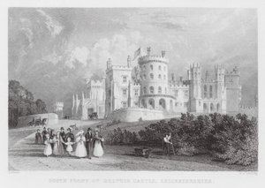 Sydfronten af Belvoir Castle, Leicestershire (gravering) af Thomas (after) Allom