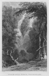 Stock-Gill Force, Westmorland (gravering) af Thomas (after) Allom