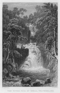 The Upper Fall at Rydal, Westmorland (gravering) af Thomas (after) Allom
