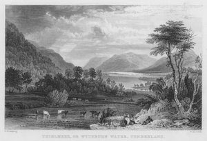 Thirlmere eller Wythburn Water, Cumberland (gravering) af Thomas (after) Allom