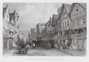 Water-Gate Street, Chester (gravering) af Thomas (after) Allom