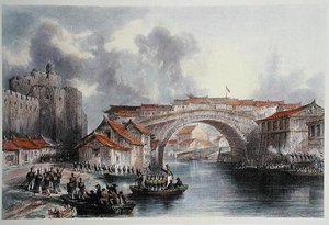 Vestporten til Ching Keang Foo, ca. 1850 (farve litho) (farveversion af 367544) af Thomas (after) Allom