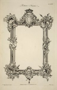 Design til en billedramme, pub. 1761 (gravering) af Thomas (after) Chippendale