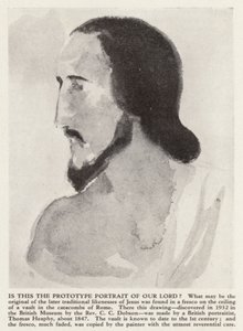 Portræt af Jesus Kristus fra Roms katakomber (litho) af Thomas (after) Heaphy