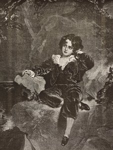 Portræt af Master Lambton som dreng, Charles William Lambton, the Red Boy, gravering fra et maleri af Thomas Lawrence fra L