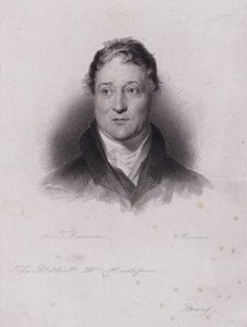 William Huskisson, engelsk politiker og finansmand, dræbt i en jernbaneulykke, da han blev kørt over af Robert Stephensons banebrydende damplokomotiv Rocket (gravering)