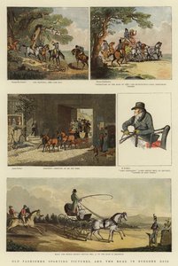 Gammeldags sportsbilleder og vejen i svundne dage (farve litho) af Thomas (after) Rowlandson