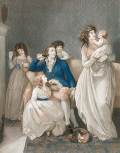 I slutningen af det 18. tidlige 19. århundrede velstående familiescene.