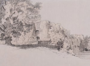 Chepstow Castle (pen, pensel og blæk på gouachegrund) af Thomas (attr. to) Tudor