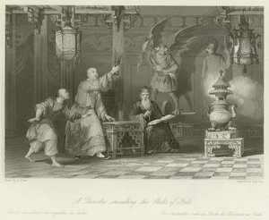 En hengiven, der konsulterer Sticks of Fate af Thomas Allom