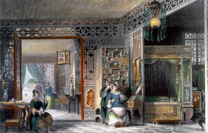 Boudoir og sengekammer hos en dame af rang, Kina, 1843