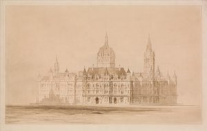 Konkurrenceudkast til Manchesters rådhus af Thomas Allom