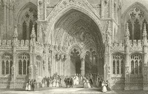 Indgang til Lincoln Cathedral af Thomas Allom