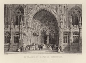 Indgangen til Lincoln Cathedral af Thomas Allom