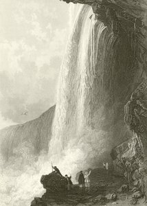Horse Shoe Fall, Niagara. Indgang til Cavern of, på den engelske side af Thomas Allom