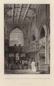 Interiør af Collegiate Church i Manchester af Thomas Allom