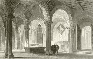 The Galilee, West End af Durham Cathedral af Thomas Allom
