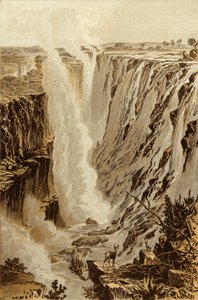 Victoria Fall, Zambesi, fra den østlige ende af kløften (chromolitho)