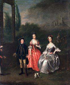 Portræt af kaptajn Fenwick, hans hustru Isabella Orde og hans søster Ann, ca. 1746