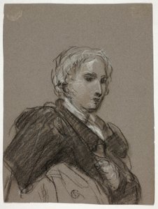 Buste af en kvinde (recto); Draperet figur, trekvart længde (verso)